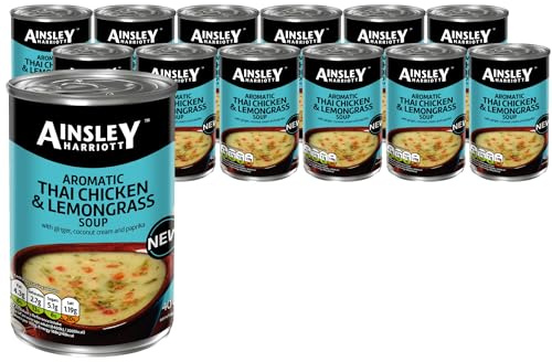 Ainsley Harriott Thai Chicken & Lemongrass Soup (12 x 400g) – Authentic Thai Flavour, Ready-to-Eat, Low Fat, Convenient Pantry Multipack