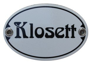 Türschild Klosett Emaille Schild Jugendstil 7 x 10,5 cm Emailschild weiß (ohne Holzrahmen)