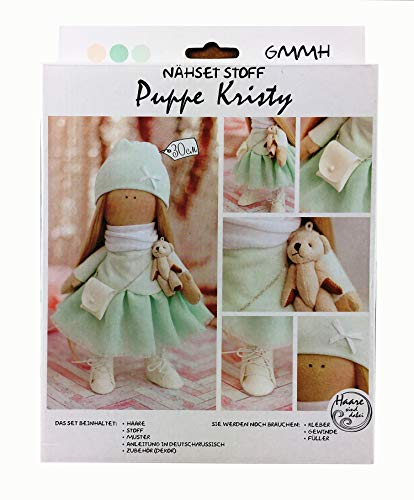 Nähset Bastelset Puppe zum Selbermachen, 30 cm Groß, Puppen Selber Nähen, DIY, Geschenkidee für Bastler, Schneidern, Schneider Set, Selbernähen (Kristy)