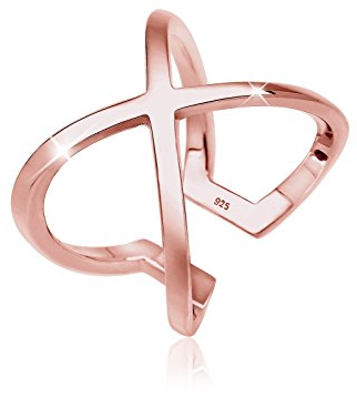Elli Ring Damen Kreuz Symbol Geo in 925 Sterling Silber Rosé vergoldet