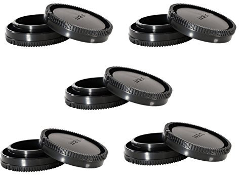 CamDesign 5 SET Body Cap & Camera Rear Len Cap Set for Sony E-Mount NEX Mirrorless Cameras Sony Alpha a6500, A6300, a6000, a5100, a5000, a3000, Alpha A9,A7, A7R, A7S, A7II, NEX-7, NEX-6, NEX-5 NEX-5T