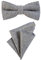 DonDon Herren Fliege 12 x 6 cm gebunden längenverstellbar und Einstecktuch 23 x 23 cm farblich passend aus Baumwolle hellgrau