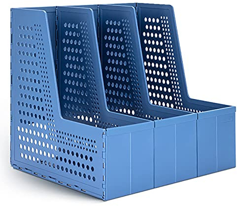 Porte-revues pliable, HAIYUU 3 compartiments Porte Revue Bureau Dossier Classeur Rangement Documents Porte Livre pour Bureau École papeterie Document en papier