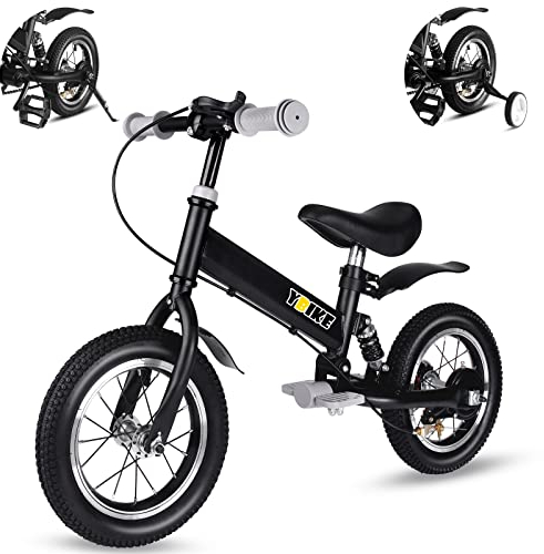 YBIKE Laufrad 2 in1, kinderfahrrad Mit Pedalen, Stoßdämpfern, Schutzblechen,12 14 Zoll laufräder Geeignet für Kinder Von 2-7 Jahren 4 Farben Ausbildungsfahrzeuge