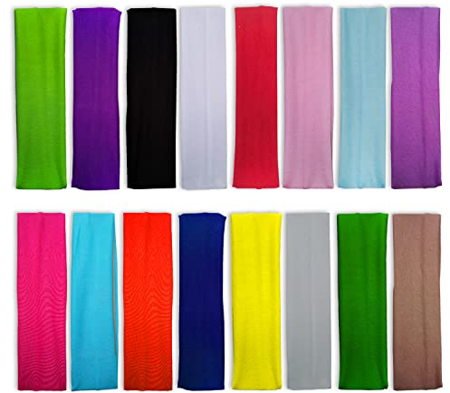 16 Stück sportliches Schweißband, elastische, rutschfeste Sport-Stirnbänder, Buntes Stirnband aus Schweißband, Fitness-Stirnbänder, Unisex-Schweißbänder gelten zum Laufen, Radfahren, Yoga, Tennis