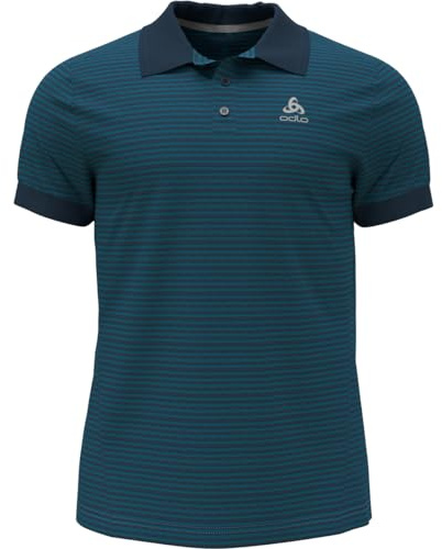 Odlo Herren Polo Shirt Nikko Dry, Saxony Blue - Blue Wing Teal Stripes, M