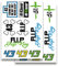 Aufkleber R.I.P. 43 Drift King Startnummer, Sticker Set, Legends May die but They Never Sleep, Auto Motorrad Helm