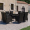 Tidyard 9-TLG. Garten Essgruppe 8 Personen, Polyrattan Sitzgruppe, Gartenmöbel Set, Esstisch mit Glas-Tischplatte & 8 Verstellbare Hochlehner-stühle, Biergartengarnitur, Schwarz Poly Rattan