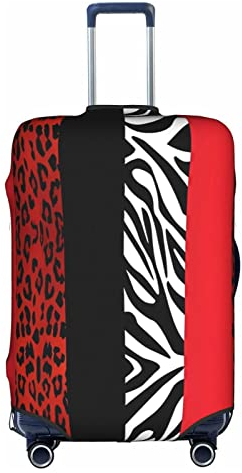 Reise-Trolley-Schutzhülle, Leopardenmuster und Zebra-Tier-Trolley, hohe Elastizität mit Reißverschluss, mittlere Anwendung, 45,7 - 81,3 cm (18-32 Zoll) Trolley-Tasche, Rot