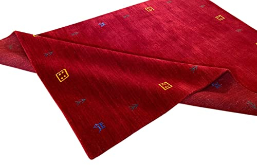 Gabbeh Teppich Rot 100% Wolle Orientteppich Handgewebt Loom Brücke G543 T4 (Maße: 170x240 cm)