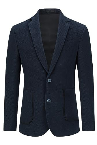 Allthemen Blazer Homme en Laine Silm Fit Veste Formel à Carreaux Deux Boutons pour l'hiver Bleu Marine L