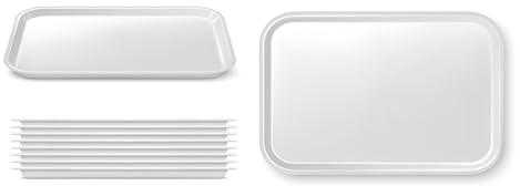10 x Plastic Food Display Tray White ABS Food Grade, BPA Free Countertop Tray Catering Cafe, Butchers Display Tray UK Made (L 360 x W 270 mm)