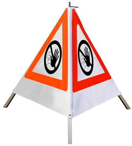 Warnpyramide 70 cm - (Sonderzeichen Zutritt für Unbefugte verboten) - weiß tagesl. leicht
