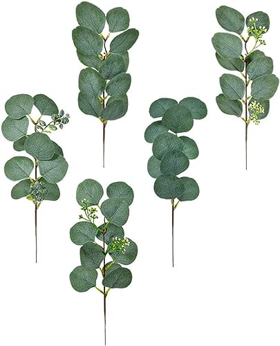4 Stück Eukalyptus Blätter Deko Pflanze Girlande Künstliche Eukalyptusblätter Simulation grüne Blätte Simulation Pflanze Eukalyptus verlässt dekorative Kranz Hochzeit künstliche Home Dekoration