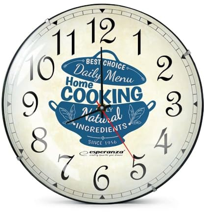 ELEPSO Wanduhr lautlos, 30 cm Küchenuhr, ohne Tickgeräusche, Cooking, Batteriebetrieben, Quarzwerk Wanduhr, Kochen, Küche, Cook