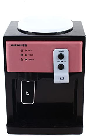 GAOUSD Dispensador de agua caliente y fría eléctrico de 550 W con 3 indicadores, termostático, compatible con los cubos de 3,5 l, 5 L, 10 l y 18,9 l (27 x 24 x 36 cm) (oro rosa)
