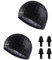 YANC Unisex Badekappe Wasserdicht mit Ohrstöpsel, Bademütze PU Beschichtet Weiche Badehaube Schwimmhaube Schwimmkappe Schwimmmütze für Herren Damen Junge Mädchen Lange Kurzes Haar (Bling schwarz)