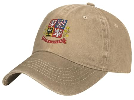 KWQDOZF Wappen der Tschechischen Republik, Unisex-Jeans-Baseballkappe, verstellbare Passform, stilvolle Baseballkappe, Trucker-Mütze, Schwarz