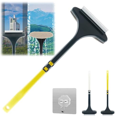 2 In 1 Mesh Cleaner Brush, Window Screen Cleaner Brush, 2 In 1 Multifunctional Screen Brush, 2024 New Window Screen Cleaning Brush with Scraper, Double Sided Wet and Dry Dual Purpose (Yellow-Green)