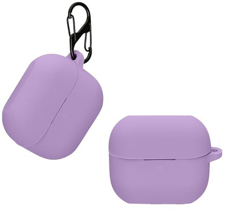 kwmobile Custodia Silicone Cuffie Compatibile con Samsung Galaxy Buds 3 / Galaxy Buds 3 Pro Cover - Custodia Porta Auricolari con Moschettone - Case lavanda