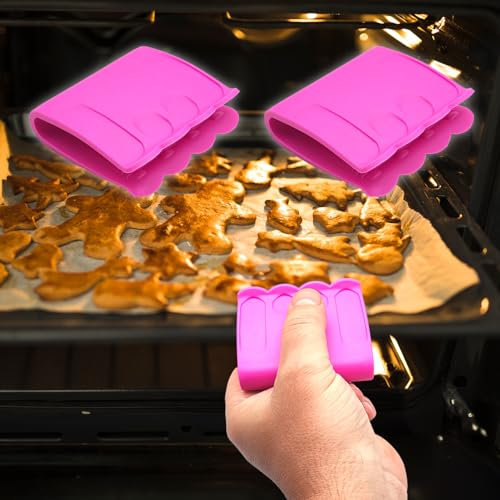 Presine Silicone da Forno 2 Pezzi, Guanti da Cucina Antiscivolo e Resistenti al Calore, Presine Sicure per Alimenti, Perfette per Grigliare, Cuocere e Manipolare Pentole Calde (FUCSIA)