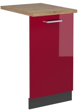 Vicco Tapa del lavavajillas R-Line, Rojo Burdeos Alto Brillo, 45 cm, ET Roble