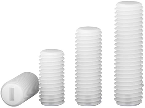 Generisch 5~100 Stück Nylon-Schlitz-Madenschraube M3 M4 M5 M6 M8 M10 M12, weiß isolierter Kunststoff, metrisch, Flachkopf, kopfloser Set-Bolzen(8mm,M4-50pcs)
