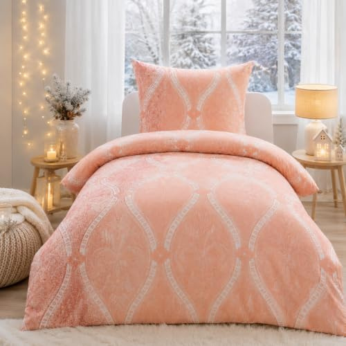 Winter Biber Bettwäsche 135x200 cm mit Kissenbezug 80x80 cm – 2-teilig – 100% Baumwolle – Kuschelig warm, weich & atmungsaktiv – ÖKO-TEX STANDARD 100 – Mit Reißverschluss – Moderne Designs
