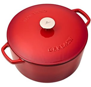 Gerlach 1760 Gusseisen Topf 5 l Gusseisen Bräter Mit Deckel Cocotte Für Alle Herdarten Backofen Rot Natur Iron