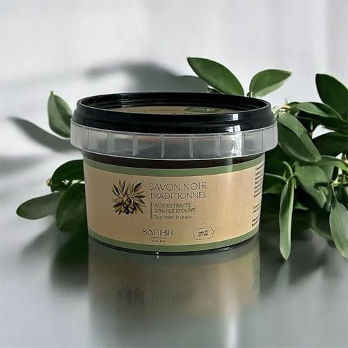 Saphir D'Orient Schwarze Seife, traditionell, 100 % natürlich, 200 g, marokkanisches Peeling