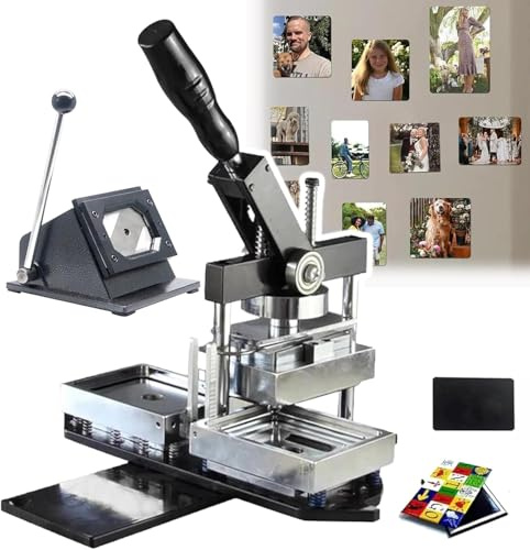 TDSYOCG 80x53 mm / 90x65 mm Magnet Maker Machine Kit, DIY Fridge Magnet Making Machine, DIY Photo Fridge Magnet Machine Kit, with Magnet Press Machine + Paper Cutter + 100 Sets Cardboard Supplies