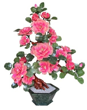Bonsaï Artificiel Bonsaï Artificiel de Style Chinois, Pivoine, Pot Jade, Plante en for Le Bureau Plantes artificielles