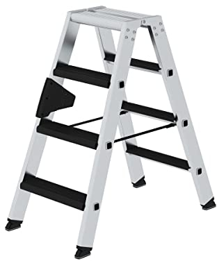 Aluminium-Stehleiter-relax step-beidseitig begehbar 2 x 4 Stufen Arbeitshöhe bis ca. 2,50 m