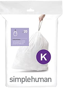 simplehuman, code K, sacs poubelle sur mesure, paquet de 20, plastique blanc