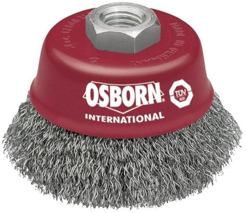 Osborn 2613162 Cup Brush M14X2 Crimped of Steel Wire, 0 V, Silver/Red