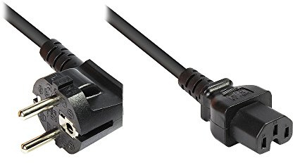 Netzkabel, Schukostecker abgewinkelt an Warmgerätestecker C15, schwarz, 1,8m, Good Connections®