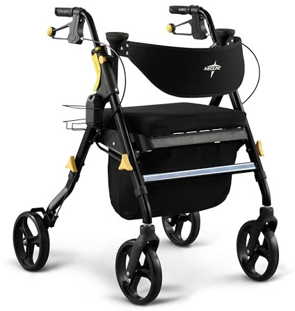 Medline MDS86845BLKM Empower Rollator, Schwarz