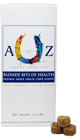 A TO Z HORSE COOKIES Horse Treats, Blonde Bits of Health, Low Carb/Sugar, A Softer Cookie, Wheat, Corn, Soy & Alfalfa Free, Made with Cinnamon & Agave, All Natural Ingredients, 4.5 lb