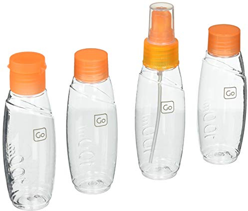 Go Travel Cabin Approved Bottle Set-4 100ml Bottles for Liquids & Gels Including Alcohol Based Products (Ref 658)
