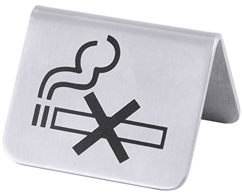 Nichtraucherschild aus Edelstahl 18/0, beidseitig schwarzer Siebdruck/Breite: 5,2 cm, Höhe: 4,3 cm | ERK