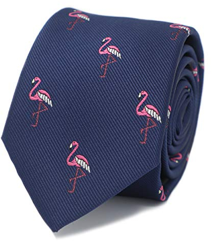 MENDEPOT Flamingo-Krawatte mit Box, Mikrofaser, Jacquard, Flamingo-Muster, Herren-Krawatte, Hochzeitsanzug, Accessoire,