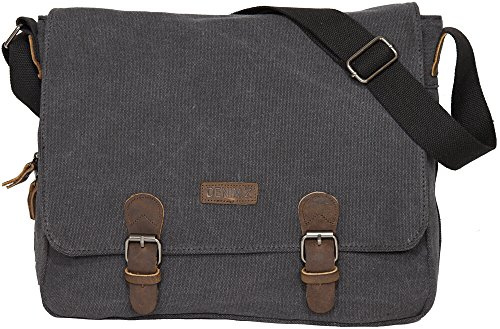 LucieElle Umhängetasche aus Segeltuch, für Herren, A4, Schulterriemen, Format A4, Kuriertasche, Messenger-Tasche, Computertasche, Damen, Schulterriemen, Format A4, 'Denim Z', Schwarz , 0 mois