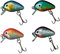 Sehr fängige Mini Wobbler 4er Set Rot Blau Grün und Lila