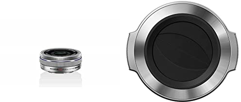 Olympus M.Zuiko Digital 14-42 mm F3.5-5.6 EZ Lens, Standard Zoom, Suitable for All MFT Cameras, Silver & LC-37C Auto Lens Cap for M.ZUIKO DIGITAL 14-42 mm 1:3.5-5.6 EZ Lens - Silver