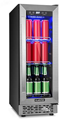 KLARSTEIN Beerlager 56 réfrigérateur pour boissons : 56L, 20 bouteilles, classe A, hauteur 82 cm, porte vitrée avec cadre en inox, 3 tiroirs, température : 0-10 °C, commande tactile, noir