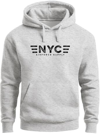 Neverless® Hoodie Herren Aufdruck NYC New York City Airforce Supply Print Kapuzen-Pullover Männer Fashion Streetstyle