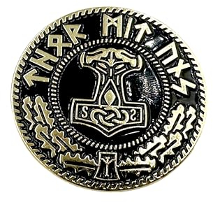 Thor's Hammer Mjolnir Viking Gold Metal Pin Badge
