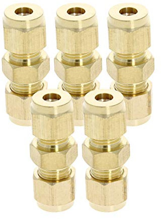 MroMax - Tubo di compressione in ottone, 6 mm, per sistema di irrigazione da giardino, 5 pezzi