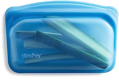 Stasher Bag Premium Silikonbeutel wiederverwendbar für Lebensmittel, Snack-Beutel, Heidelbeere, Dauerhaft, Backofen, spülmaschinen & gefriersicher, Umweltfreundlich, Lunch-Tasche, Leckagefrei, 355ml