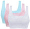 Vertvie Sexy Soutien-Gorge de Sport Dentelle Bra Push Up Lingerie Femme Brassière sans Armature Bra Bandeau pour Yoga Fitness Entraînement(EUXL/Tag2XL,Blanc+Bleu+Rose)